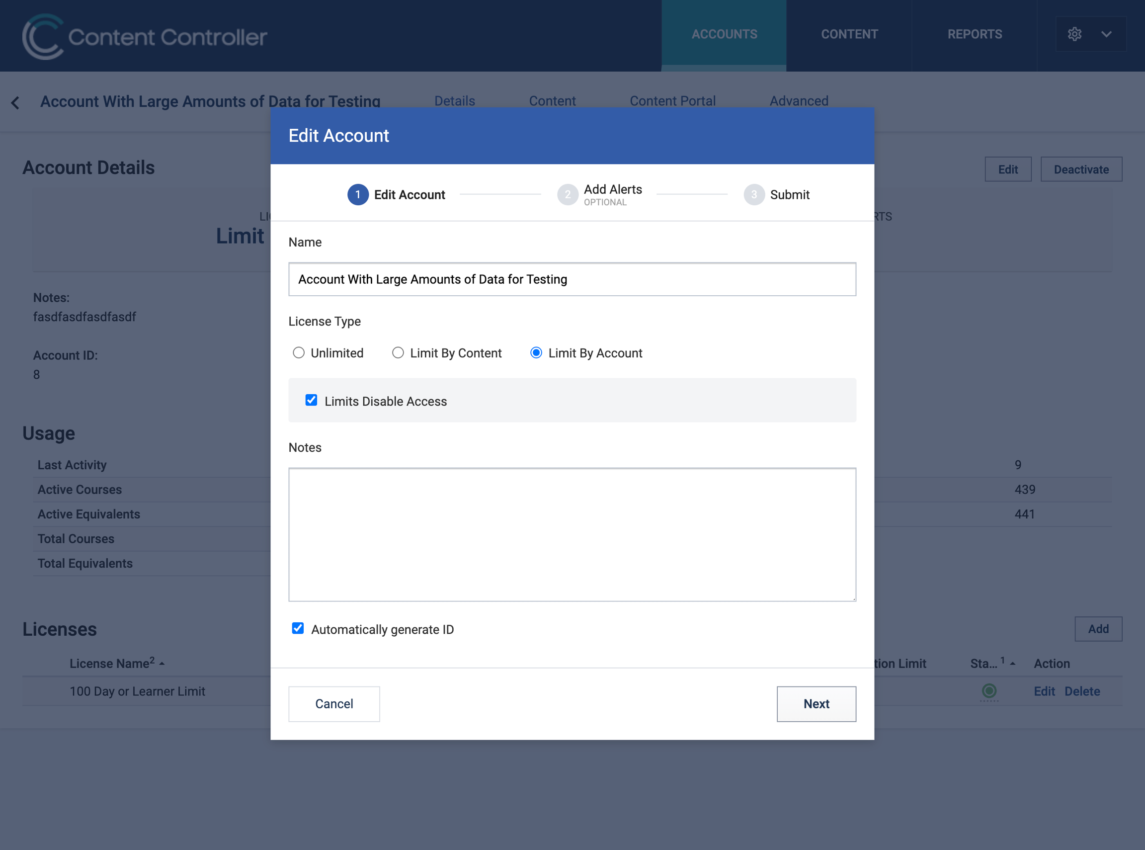 Edit an account's license type