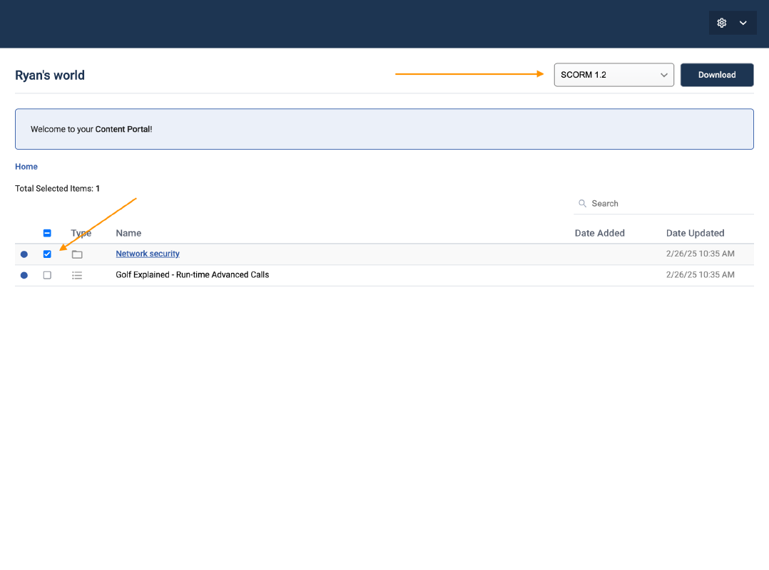 Downloading (dispatching) content from the portal