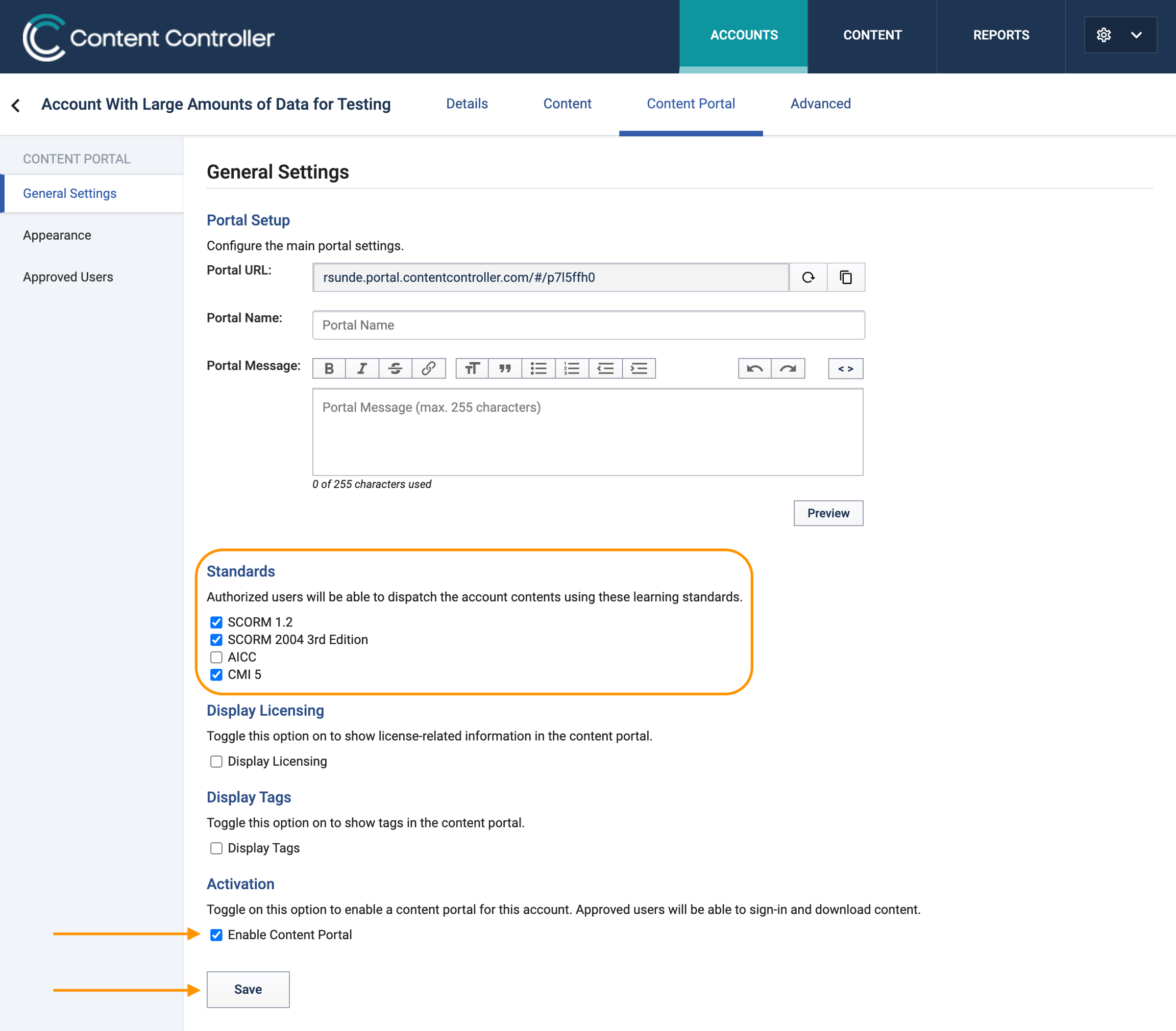 Enabling a content portal
