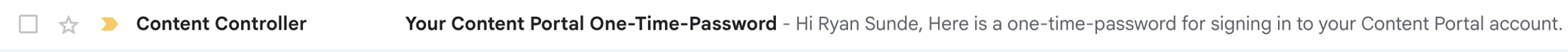 One-time password email