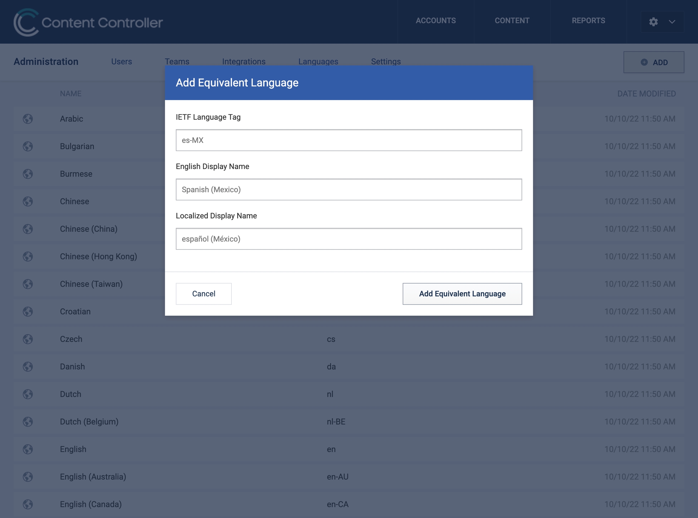 Add language
