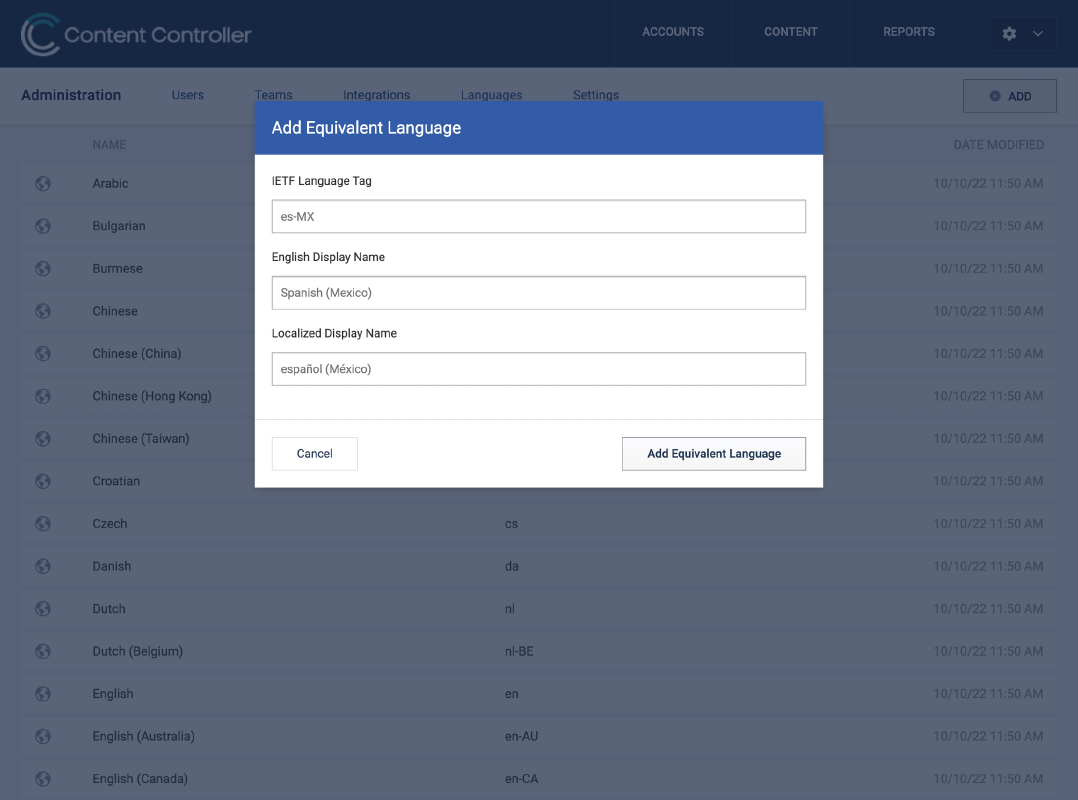 Add language