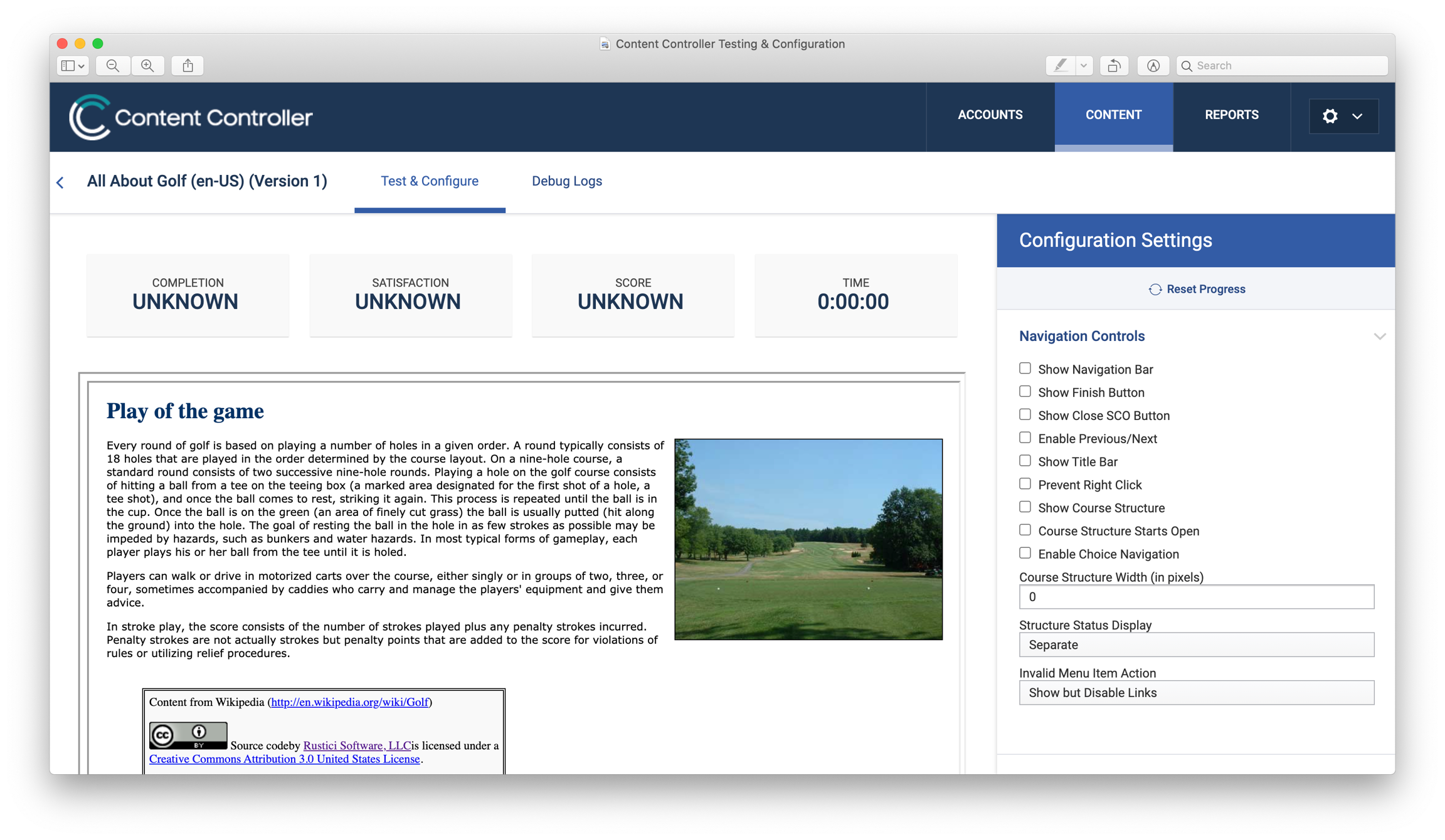 Test and configure