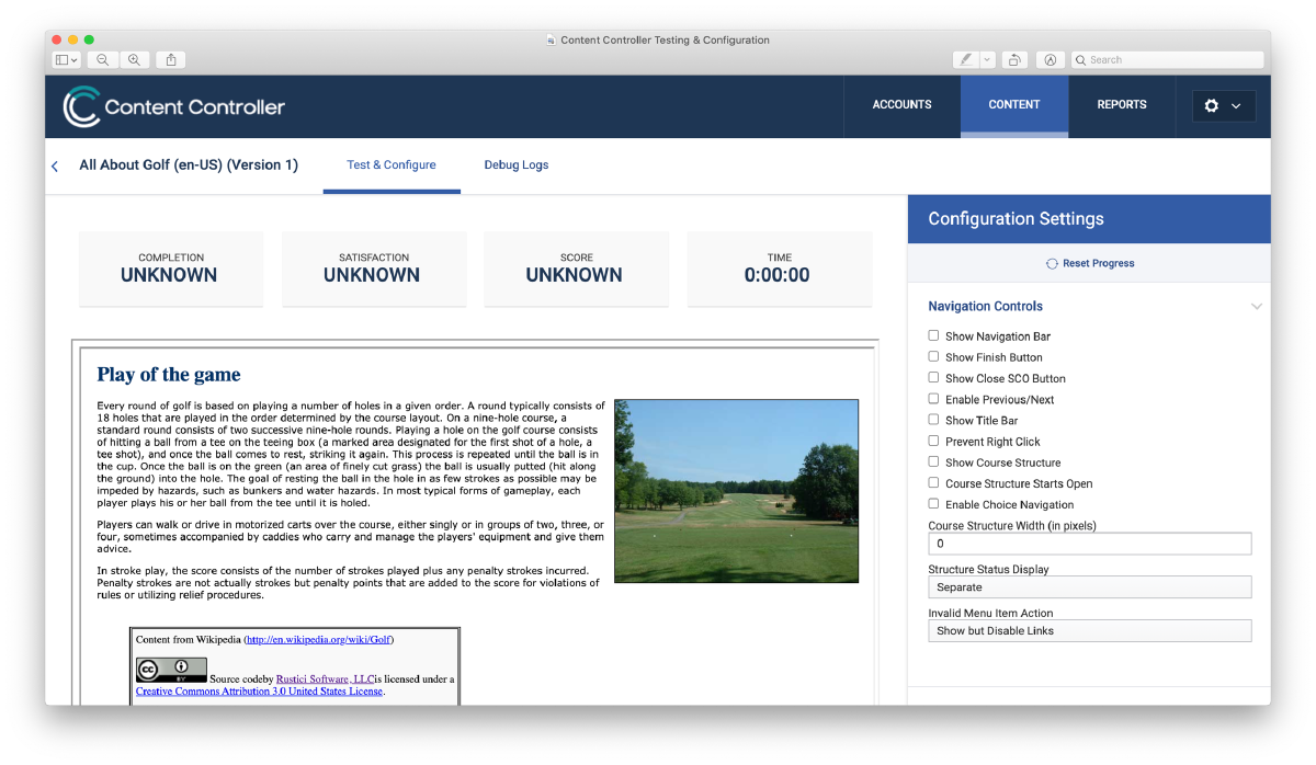 Test and configure