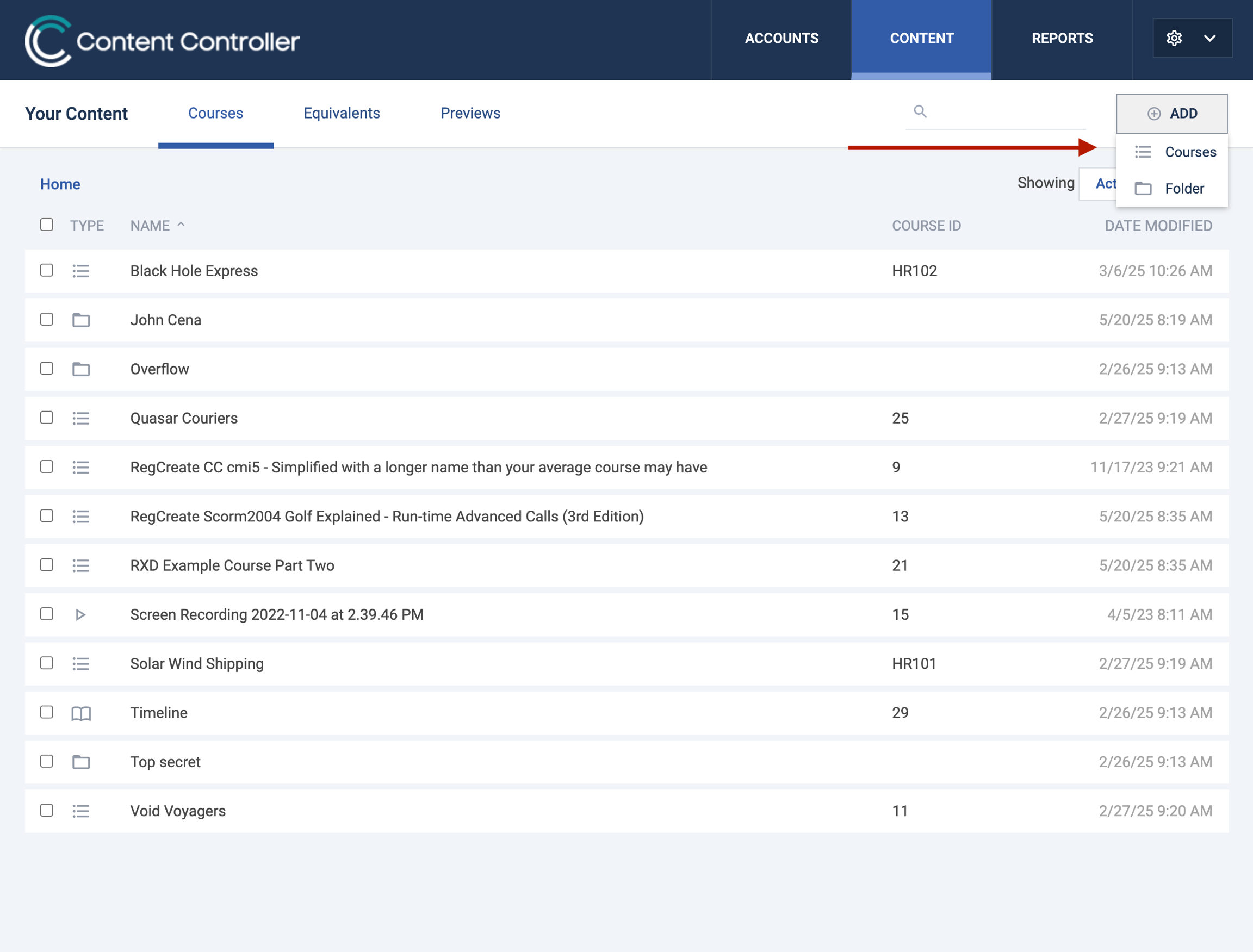 Add courses