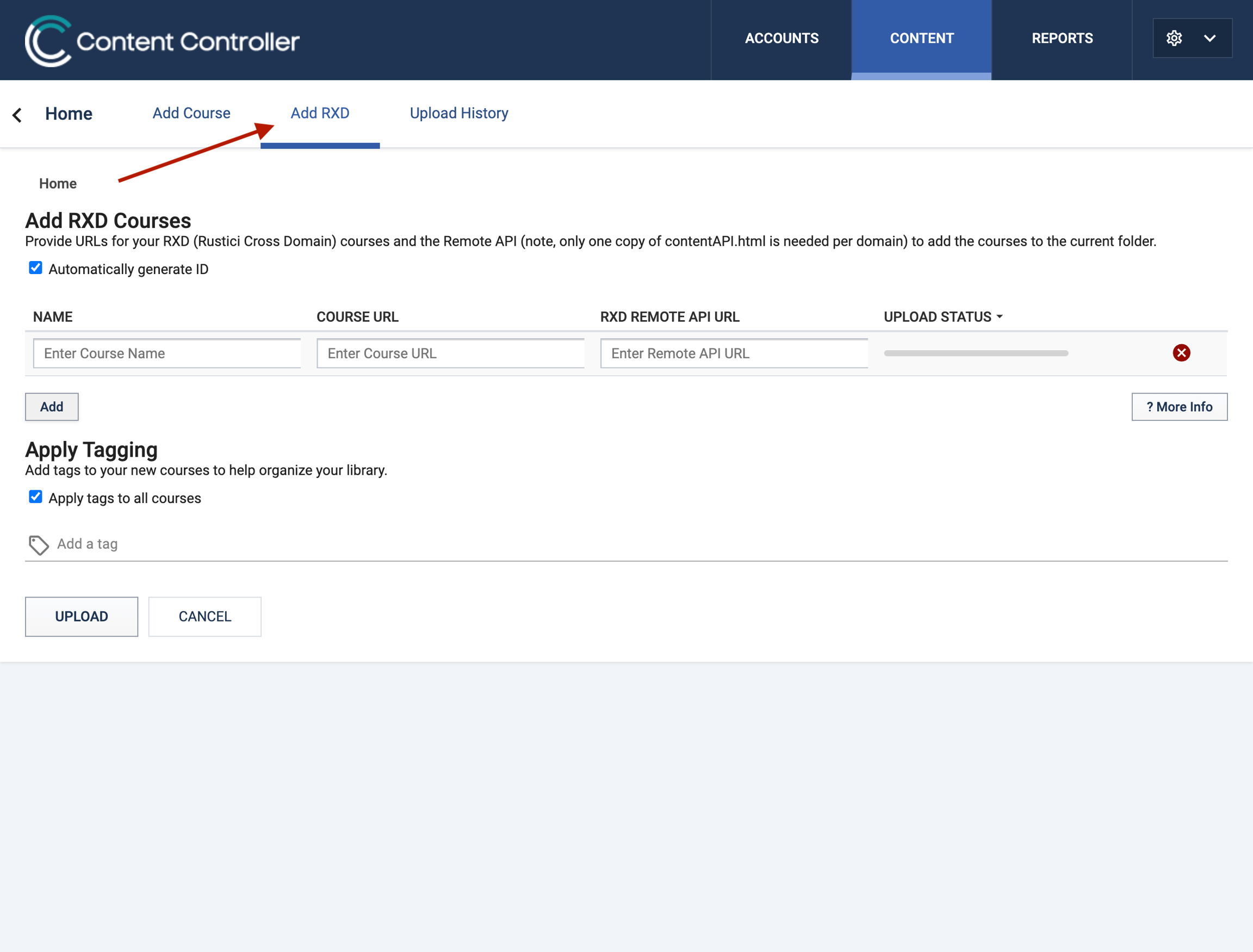 Add RXD courses