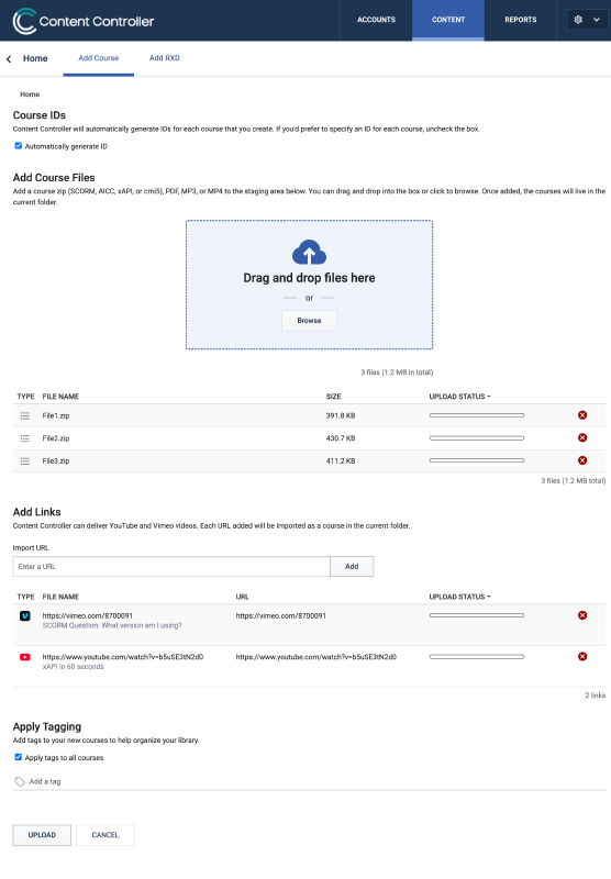 Staged files