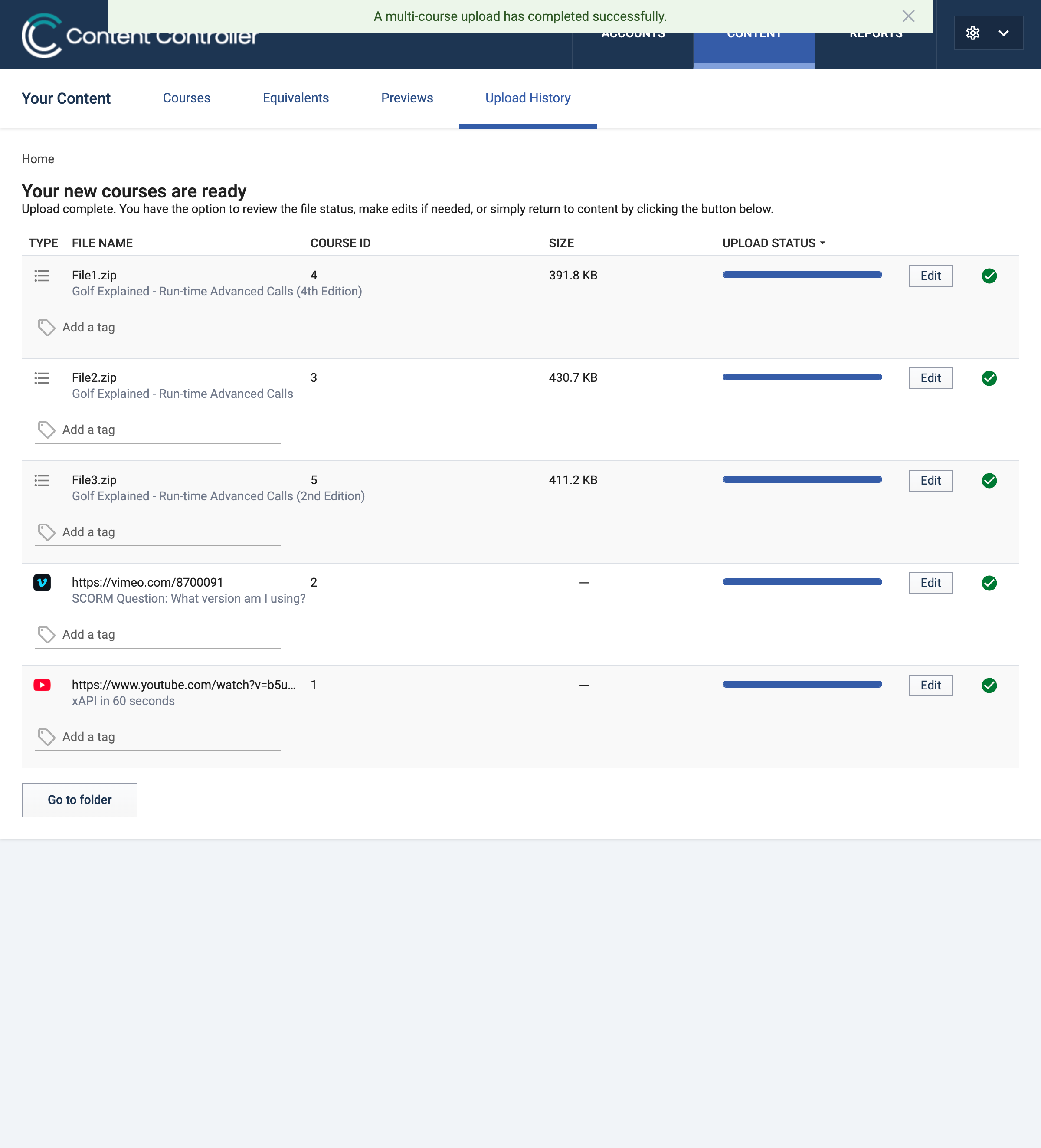 Upload results