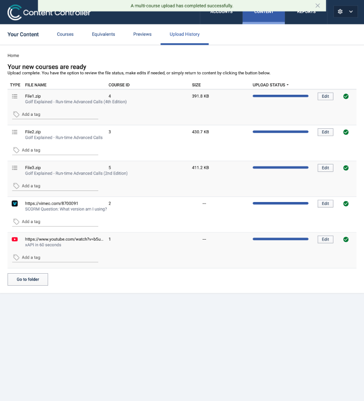 Upload results