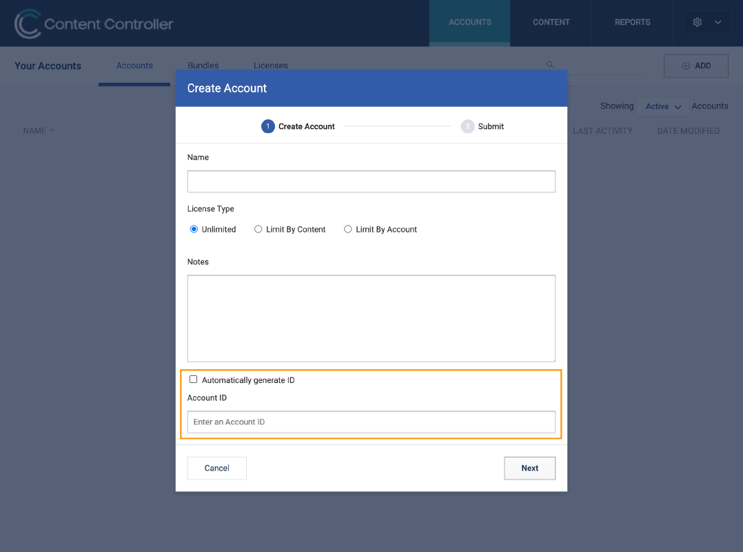Creating a custom ID for an account at creation